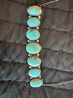 7 Stone Blue Sonoran Turquoise Cabochon Statement Necklace