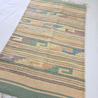 Vtg Southwest Wool Saddle Blanket Rug Pastel Geometric Stripe 37x22 Fringe