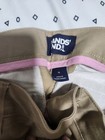 Lands  End Womens Solid Khaki Chino Pants Size 14 Button Closure