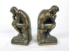 Vintage Brass    the Thinker    Statue Art Deco Bookends Mcm