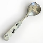 Vintage  Norwegian Tinne Norge Pewter Floral Baby sugar Spoon Norway Heritage