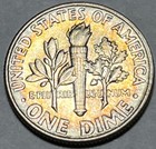 1959 Roosevelt Silver Dime Rainbow Toning Both Sides Uncirculated  2