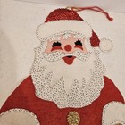 Vtg Completed Bucilla Felt   Sequined Jolly Santa Clause Wall Hanging Christmas