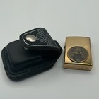 Zippo 1997 Harley Davidson Brass Lighter And Case With Belt Loop Usa Made