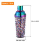 16oz 450ml  Plastic Cocktail Shaker With Strainer  Stainless Steel Top  Rainbow
