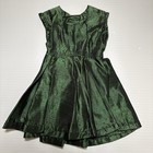 Vintage 50 s Handmade Green Satin Sleeveless Short Dress Only Revlon Type 19-21 