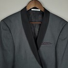 Edge Wd Ny Tuxedo Jacket  Mens Large Gray Satin Shawl Lapel 1 Button Wedding