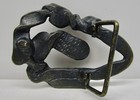 Vintage Brutalist Abstract Brass Tone Metal Belt Buckle Textured Strap 3 