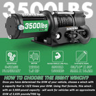 Zostera Winch 3500lb Synthetic Rope 12v Atv Winch Utv Boat Wireless Remote 4wd