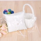 Wedding Flower Girl Baskets Ring Bearer Pillow Set Bowknot Flower Baskets M9o4