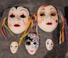 Vintage Painted Mardi Gras Porcelain Wall Hanging Face Masks Various Sizes