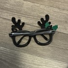 Brown Glitter Reindeer Antler Costume Glasses With Holly Decoration  Christmas