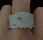18mm Old Chinese Hand Carving Flowers Natural White Jade Women Ring Us 8