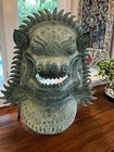 Vintage Thai Bronze Singha Lion Mask Statue 17  Large Mythical Guardian Dragon
