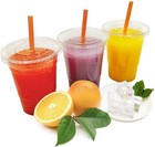 100 Pieces Disposable Plastic To Go Cups With Flat Lids And Straws - Clear