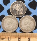 3 Canada 80  Silver 10-cent Coins  1934   1936  King George V  Km  23a