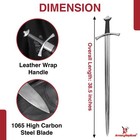 Medieval Arming Long Sword 1065 Steel Full Tang Battle Ready W  Leather Scabbard