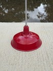 Antique Red Porcelain Barn Gas Station Industrial Light Pendant- 18 1 2    Nice