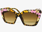 Oversized Vintage Retro Style Sunglasses Big Square Tortoise Frame Floral Design
