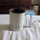 Vintage Metal Handheld Flour Sifter W  Handle  White blue Floral Pattern