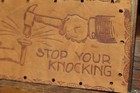 Antique Leather Postcard 1906 Stop Your Knocking