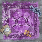 New In Package Triple Moon Altar Cloth 18  Purple Wicca Pagan Rayon Fringed 