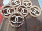 Chanel 6 Buttons  24mm  White  Faux Pearl  Gold Tone  Metal   So Pretty