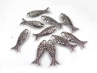 10 Antique Silver Pewter Fish Bead Charms 24x7mm