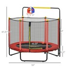 Kids Trampoline With Net  Basketball Hoop  Horizontal Bar Indoor  Red