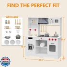 Large Wooden Play Kitchen For Kids - Realistic Kitchen Playset Wi