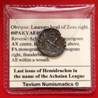 Vf Achaian Silver Hemidrachm Last Issue 25bc Genuine Greek Coin   Coin Wallet