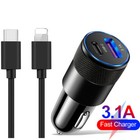 Usb 30w Fast Charge Pd Type-c Cigarette Lighter Car Charger For Iphone Samsung