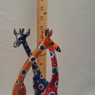 Hand-carved Wooden Giraffe Trio Sculpture Folk Art Statue - Colorful 12 