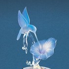 Glass Baron Hummingbird   Blue Flower Glass Figurine