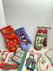 Vintage Christmas Linen Lot Kitchen 7 Towels 11 Pot Holders 18 Pieces