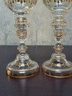 Antique Bohemian Gold Gilt Hand Blown Glass Goblets     Baroque Style Stemware Pai
