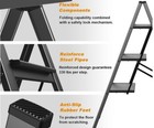 4 Step Ladder Folding Step Stool With Wide Anti-slip Pedal Aluminum Lightweight