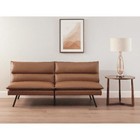 Memory Foam Pillow Top 71 25 In Futon Sofa Bed Camel Faux Leather 600 Lb Support