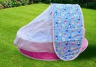 Foldable Baby Splash Pool With Sunshade Canopy     Portable Kiddie Pool Pink