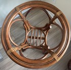 Vintage Coastal Boho Bamboo Rattan Wicker Round Dining Table Base Or Plant Stand