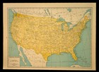Vintage United States Map Of The Us Wall Art Decor Original 1940s