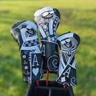 Premium Jqk Poker King Queen Black Golf Driver Fairway Wood Cover Ut Head Cover