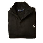  new - Polo Ralph Lauren Mens Classic 3 Button Cotton Sweater - Black   S - 4xl