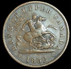 1852 Bank Of Upper Canada Half Penny Token  Coin  Km Tn2 Br