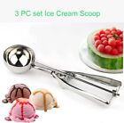 3pcs set S m l Ice Cream Scoop Food Stainless Steel With Trigger Cookie Spoons
