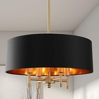 Black Drum Chandelier Modern Drum Shade Chandelier 4-light Gold Drum Linen 