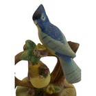 Vintage Blue Jay   Yellow Bird Perched On Tree Ceramic Figurine Decor 4  Germany
