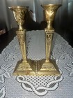 Vintage Ornate Hollywood Regency Goldtone Over Brass Candlesticks Pair