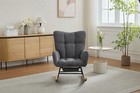 Modern Rocking Chair Fabric Rocker Glider Chair W-footrest  Storage Bag Gray