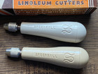 2 Vintage Speedball Linozips Linoleum Cutters   10 Blades W original Box